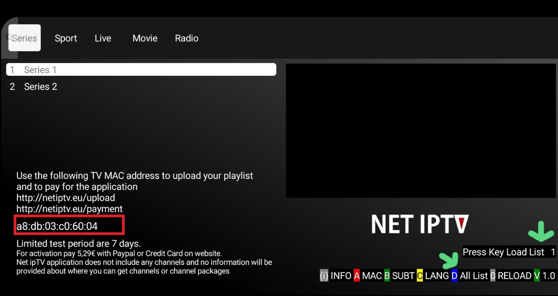 Net IPTV - Get Your MAC Address